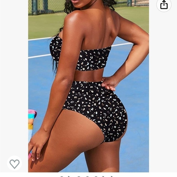 NWOT small Women's Bandeau High Waisted Bikini 2 Piece Swimsuit Removable Straps - Picture 2 of 3